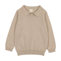 Analogie By Lil Legs Knit Polo Long Sleeve Taupe