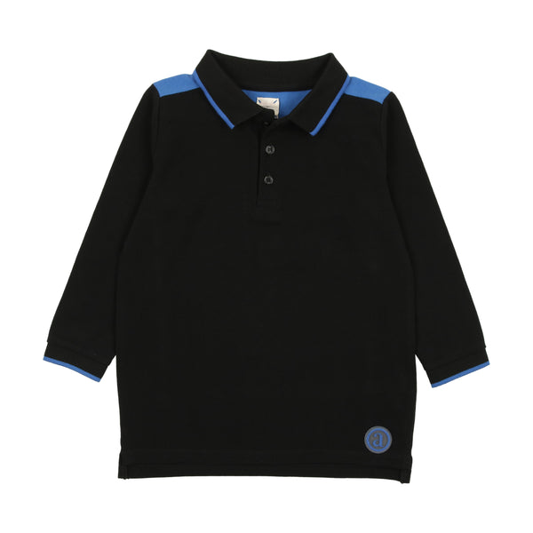 Analogie By Lil Legs Long Sleeve Polo Black/Royal