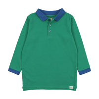 Analogie By Lil Legs Long Sleeve Polo Green/Blue