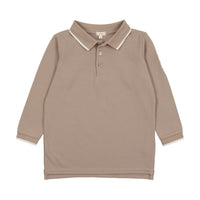 Analogie By Lil Legs Long Sleeve Polo Taupe