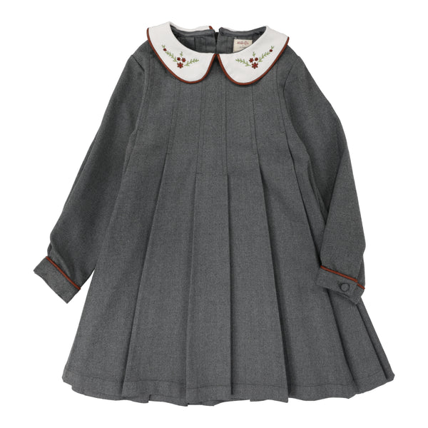 Analogie By Lil Legs Collar Pleated Dress Dark Grey