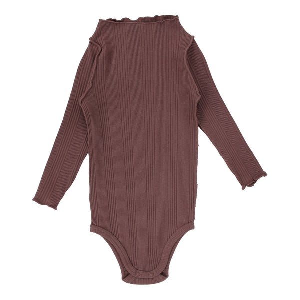 Lil Legs Ribbed Funnel Neck Onesie Dusty Plum