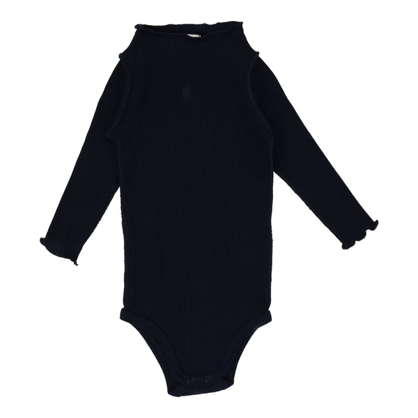 Lil Legs Ribbed Funnel Neck Onesie Navy