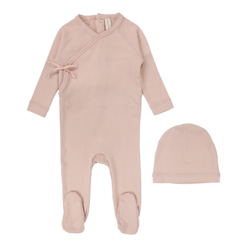 Lilette By Lil Legs Brushed Cotton Wrapover Footie SetClassic Dusty Pink