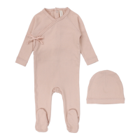 Lilette By Lil Legs Brushed Cotton Wrapover Footie SetClassic Dusty Pink