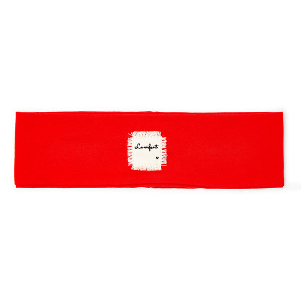 Le Enfant Red Raw Edge Logo Sweatband- FINAL SALE