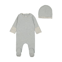 Bee & Dee Lemon Print Cuffs Footie/Beanie Heathered Blue