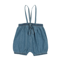 Analogie By Lil Legs DENIM SUSPENDER SHORTS - DENIM TENCEL