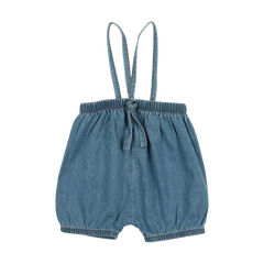 Analogie By Lil Legs DENIM SUSPENDER SHORTS - DENIM TENCEL