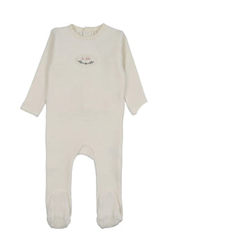 Lilette by Lil Legs Cream/Pink Velour Patch Footie