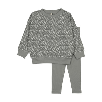 Lilette by Lil Legs Light Blue Cotton Dahlia Vines Toddler Set