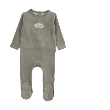 Lilette by Lil Legs Light Blue Velour Patch Footie