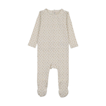 Lilette by Lil Legs Cream/Pink Cotton Cherry Blossom Footie