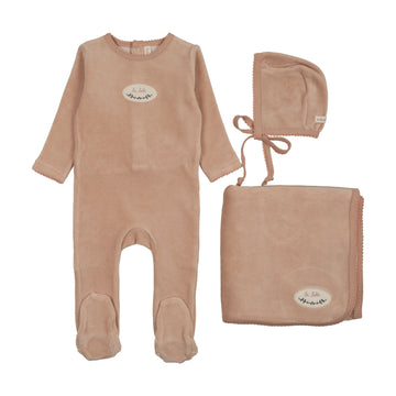 Lilette by Lil Legs Dusty Pink Velour Patch Layette Set