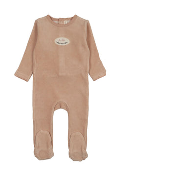 Lilette by Lil Legs Dusty Pink Velour Patch Footie