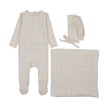 Lilette by Lil Legs Cream/Pink Cotton Cherry Blossom Layette Set