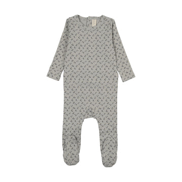Lilette by Lil Legs Pale Blue Cotton Cherry Blossom Footie
