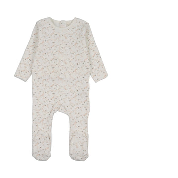 Lilette by Lil Legs Cream/Pink Branch Velour Footie