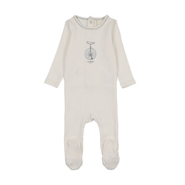 Lilette by Lil Legs Cream Cotton Bicycle Footie