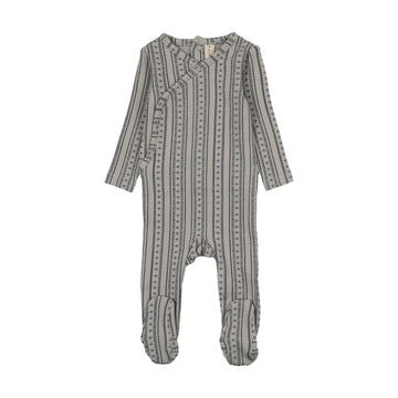 Lilette by Lil Legs Pale Blue Pointelle Linear Print Footie
