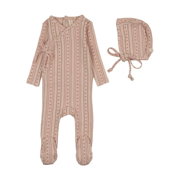 Lilette by Lil Legs Pale Pink Pointelle Linear Print Footie Set