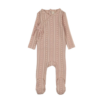 Lilette by Lil Legs Pale Pink Pointelle Linear Print Footie