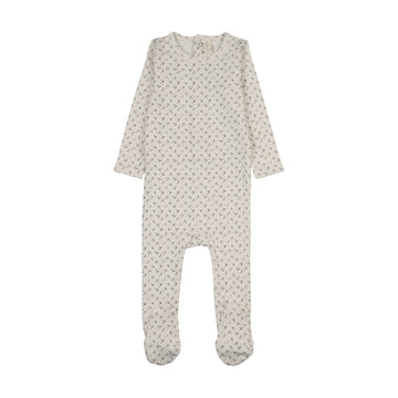 Lilette by Lil Legs Cream/Blue Cotton Cherry Blossom Footie