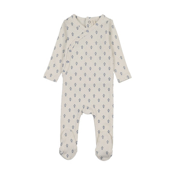 Lilette by Lil Legs Cream/Blue Cotton Marigold Footie