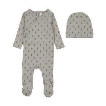 Lilette by Lil Legs Blue Cotton Marigold Footie Set