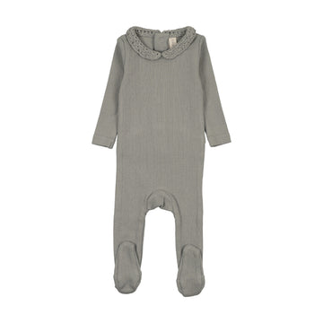 Lilette by Lil Legs Light Blue Knit Crochet Collar Footie
