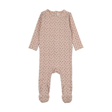 Lilette by Lil Legs Pale Pink Cotton Cherry Blossom Footie
