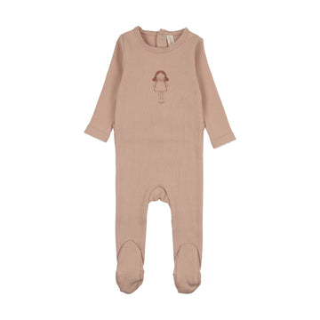 Lilette by Lil Legs Dusty Pink Cotton Molly Dolly Footie