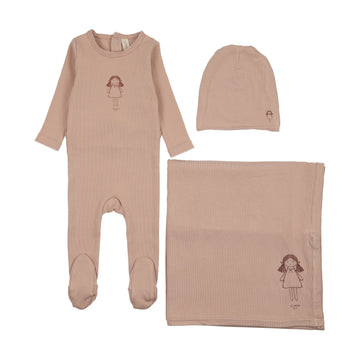 Lilette by Lil Legs Dusty Pink Cotton Molly Dolly Layette Set