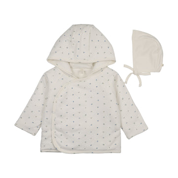 Lilette by Lil Legs Cream/Blue Cotton Padded Bitsy Floral Jacket