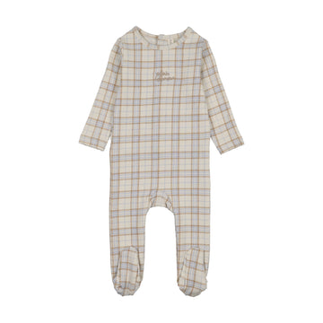 Lilette by Lil Legs Oat Cotton Tartan Print Footie