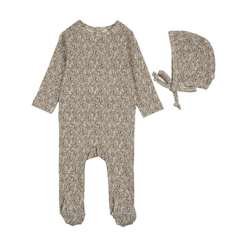 Lilette by Lil Legs Blue Cotton Sweet Liberty Print Footie Set