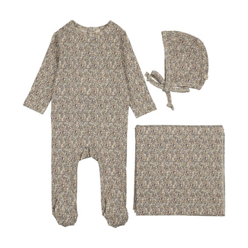 Lilette by Lil Legs Blue Cotton Sweet Liberty Print Layette Set