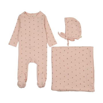 Lilette by Lil Legs Pale Pink Cotton Bitsy Floral Layette Set