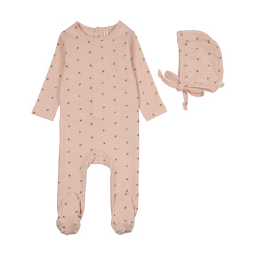 Lilette by Lil Legs Pale Pink Lilette Bitsy Floral Footie Set