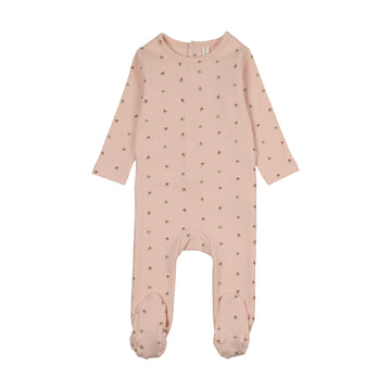 Lilette by Lil Legs Pale Pink Cotton Bitsy Floral Footie