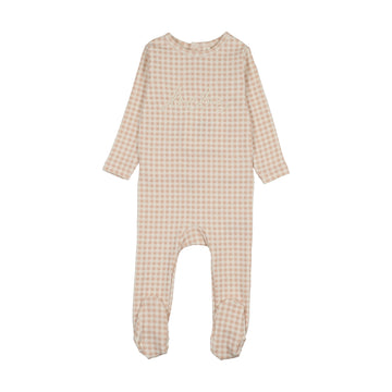 Lilette by Lil Legs Pale Pink Velour Gingham Bunny Footie