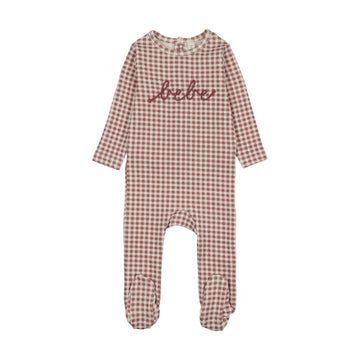 Lilette by Lil Legs Mauve Cotton Gingham Bebe Footie