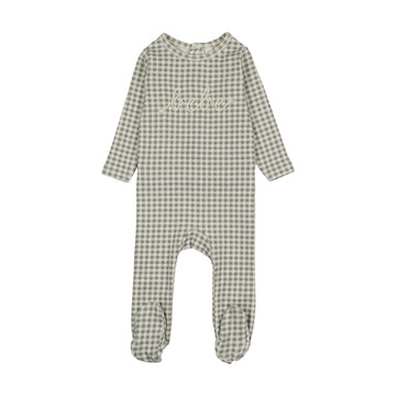 Lilette by Lil Legs Pale Blue Cotton Gingham Bebe Footie