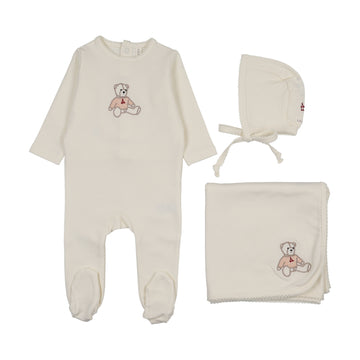 Lilette by Lil Legs Cream/Pink Cotton Sweet Bear Layette Set