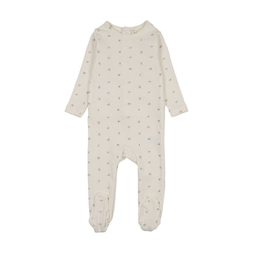 Lilette by Lil Legs Cream/Oat Cotton Bitsy Floral Footie