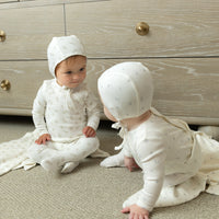 Bee & Dee Ivory Girls Little Bundles Footie/Bonnet