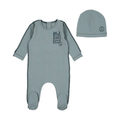 Bee & Dee Antique Blue Little Imprint Footie/Beanie