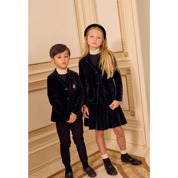 Little Parni Black Velour Blazer (K543)