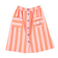 Piupiuchick Orange & Pink Stripes Knee Lenght w/ Front Pockets