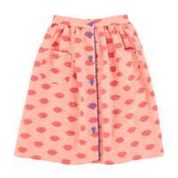 Piupiuchick Pink w/ Red Lips Long Skirt w/ Front Pockets